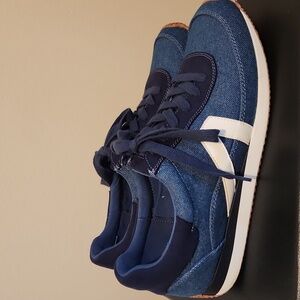 LOFT Blue Denim Sneakers with White Accents